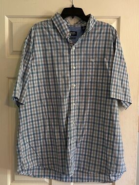 croft & barrow Light Blue and White Plaid Short-Sleeve Button-Down Shirt